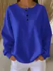 Top casual para mujer estilo europeo y americano, tejido waffle, cuello Henley, corte holgado, hombros caídos, manga larga, moda transfronteriza para mujer