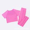Conjunto Calça Legging Esportiva Longa de Secagem Rápida Transfronteiriça e Manga Curta Celebridade da Internet Pêssego Corrida Calça de Yoga Conjunto Íntimo de Manga Curta Feminino