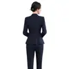 Conjunto de dos piezas para mujer para otoño, blazer de manga larga de doble botonadura ajustado, pantalones y falda, atuendo profesional, venta al por mayor transfronteriza