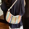 Bolso Tejido de Paja Bohemio para Mujer, Nuevo Modelo Verano 2026, Bolso Cruzado Tipo Dumpling Tejido Arcoíris, Bolso para Vacaciones en la Playa