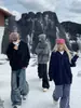 Suéter com Capuz Outono e Inverno 2024 Solto Versátil Cor Sólida Top Casual Diário Coreano Ins Quente Simples Tendência