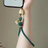 Cordón para Teléfono Móvil Estilo Chino Tejido a Mano Carbón Bodhi Garra de Gato Tostada Gato de la Suerte Cadena Corta Anti-Caída Colgante para Teléfono Móvil