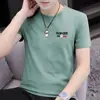 Camiseta Transfronteriza, Camiseta de Manga Corta con Cuello Redondo para Hombre, Tendencia de Moda de Verano, Camiseta de Manga Corta Fina para Hombre Estilo Coreano