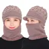 Chapéu Masculino de Inverno com Plus Veludo, Lã Espessa, para Ciclismo ao Ar Livre, Proteção Facial, Proteção de Pescoço, Chapéu de Tricô Quente de Peça Única