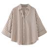 Exportación Transfronteriza Ropa de Mujer Verano 2025 Estilo Europeo y Americano Rayas en Contraste Casual Camisa de Manga Ancha Tops para Mujer M86820F