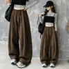 Pantalones Marrones de Pierna Ancha para Niñas, Nuevos Pantalones Largos Casuales Sueltos de Primavera y Otoño, Pantalones Cargo Estilo Coreano para Niñas Mayores, Moda Trendy de Otoño