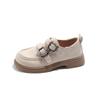 Moda Primavera 2025 Sapatos Loafer Infantis com Fivela de Metal para Crianças Maiores Cor Sólida Simples Sapatos Quadrados para Meninas