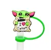 Ventas Directas de Fábrica Serie Yoda Tapas de Paja Reutilizables Goma Suave DIY Tapa Antipolvo para Bebidas Accesorios de Cubierta para Popotes