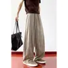 Pantalones casuales de pierna ancha, rectos, holgados, con cordón en la cintura elástica, de rayas, estilo coreano, unisex, estilo Hong Kong, con caída