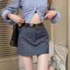 Falda Gris de Traje de Spice Girl Moda Coreana para Mujer Cintura Alta Adelgazante Ropa de Trabajo Diseño de Falda Falda Combinable 8110