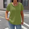2026 Verano Nueva Ropa de Mujer Amazon Wish Transfronteriza Europea y Americana Color Sólido Texturizado Plisado Cuello de Muñeca Botón Camiseta