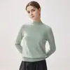 Nuevo suéter de punto minimalista versátil de corte ajustado para mujer, 100% cachemira, cuello semi-alto, otoño e invierno