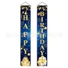 Novos adereços de decoração de aniversário transfronteiriços: Bandeiras decorativas de poliéster 100D, tecido para fundo de aniversário, faixas e dísticos personalizados