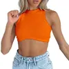 Nuevo Chaleco de Punto Acanalado sin Mangas de Cuello Redondo Sexy para Mujer Europeo y Americano Top Corto de Amazon
