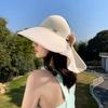 Sombrero de Verano con Adorno de Encaje para Mujer, Sombrero de Paja Transpirable de Malla, Estilo Dulce Japonés, Sombrero Versátil de Paja para Playa y Protección Solar