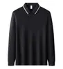 Camisa polo clásica de manga larga a rayas, de ajuste ceñido y alta elasticidad para hombre, adecuada para ropa de trabajo, se puede imprimir o bordar