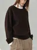 Venta de LiquidaciónCamiseta Gruesa de Lana Premium con Cuello Redondo y Mangas Largas para Mujer Otoño y Primavera Sudadera Sencilla para Vestir en Capas