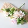 Buquê de flores de peônia simuladas com 5 cabeças ins decoração de fotografia de casamento para casa flor pequena flor falsa buquê de rosas artificiais