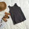 Camisole Base de Algodão Slub Estilo Coreano de Verão Solta de Comprimento Médio Feminina Tamanho Grande Sem Mangas Cor Sólida Tendência Peça para Usar por Cima Camiseta