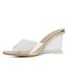 2024 Verão Nova Moda Chinelos de Salto Alto Sapatos de Cunha Transparentes Femininos Chinelos Estilo Fada Moderno