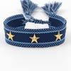 Pulsera de Correa con Borla de Remache de Estrella de Cinco Puntas, Pulsera Tejida de Estilo Étnico Colorido, Accesorios Transfronterizos de Estilo Mixto Multicolor