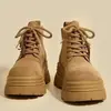 Novos Botas de Cano Alto Retro com Franjas de Solado Grosso para Primavera/Outono 2026 Estilo Britânico Cadarço Confortáveis Solado Macio Versátil Fosco