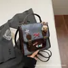 Mochila Retro Fashion Color Blocking Fosco para Mulheres 2025 Nova Tendência Versátil Bolsa de Mão para o Dia a Dia e Uso Casual