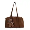 Bolsa Boston de Felpa con Bloques de Color Estilo Coreano, Gran Capacidad, Bolsa de Hombro Vintage