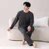 Algodón Lyocell para Hombre, Manga Larga, Holgado, Transpirable, Casual, Conjunto de Pijama 2026, Nuevo Conjunto para Estar en Casa