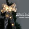 Decoraciones navideñas plateadas luminosas lazo navideño grande hecho a mano colgante decoración árbol de Navidad LED