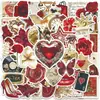 50 Piezas de Pegatinas Retro de Oro Rosa Rojo para Cuadernos, Escritorios, Pegatinas de Coche, Equipaje, Pegatinas Decorativas de PVC Impermeables para Manualidades