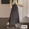 Falda de Punto de Color Sólido para Mujer, Nuevo Estilo Otoño e Invierno, Dobladillo Ancho, Falda de Corte A Adelgazante, Plisada, Fluida, Falda Larga de Paraguas