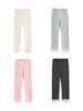 Wuli Bu Yi [Processamento Personalizado] Calças Casuais Femininas de Retalhos com Renda na Barra, Elásticas, Slim Fit, para Primavera e Outono