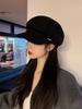 Sombrero Octogonal Simple Vintage Estilo Británico para Mujer Otoño e Invierno Nuevo Sombrero Artístico Lijado Gorra Cálida con Visera