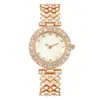 Reloj superventas transfronterizo: Elegante reloj de mujer con incrustaciones de diamantes y números romanos, reloj de cuarzo con cristal, reloj estilo pulsera