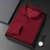 Camiseta de Manga Larga para Hombre, Tejido Casual, Color Sólido, Estilo Juvenil y de Mediana Edad, Polo Cuello Camisero, Prenda Base, Mayoreo