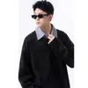Top con cuello de camisa casual estilo coreano jersey sudadera nueva empalmada de dos piezas falsas primavera para ir al trabajo 2025 holgada para hombre