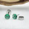 Astmf-136 Aleación de Titanio Redondo Pastel Rosca Externa Zirconia Pendientes G23 Titanio Rosca Interna Zirconia Pendientes Joyería Cabeza