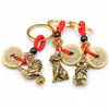 Llavero Popular del Zodiaco 3D Colgante de Monedas de los Cinco Emperadores Año del Rata Buey Caballo Amuleto Venta al por Mayor