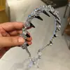 Diadema de Cristal Coreano con Dientes de Lujo Ligero Totalmente Cubierta de Diamantes Accesorio para el Cabello Simple Elegante Retro Versátil Diadema Fina Pasador Accesorio para el Cabello de Mujer
