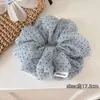 Goma para el pelo tipo scrunchie de gasa arrugada con lunares estilo coreano, accesorio de moda fresco y dulce para peinados de moño