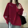 Camiseta de Algodão Puro de Manga Longa para Mulheres Primavera e Outono 2026 Estilo Coreano Nova Estampa Ombro Caído Top Versátil Roupa Externa Camisa de Gola Redonda