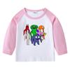 Camiseta infantil de primavera y otoño 2023, nueva camiseta de manga larga con cuello redondo y dibujos animados, camiseta de algodón para bebés y niños.