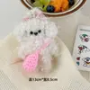 Pingente de Pelúcia Original Cachorrinho Urso Fofo Cão Casal Menina Charme de Bolsa Figura de Brinquedo Tendência Presente