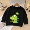 Suéter Infantil Gola Redonda Manga Longa Casual para Bebê Estampado Top para Meninos Roupa Externa Solta Suéter de Primavera e Outono para Meninas