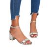 Zapatos de Tacón Alto Sandalias de Mujer 2025 Primavera y Verano Nuevo Patrón de Serpiente Tacón Grueso Punta Abierta Correa Negro Moderno y Versátil