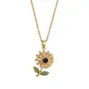 Collar Colgante Giratorio para Alivio del Estrés de Amazon Transfronterizo, Moderno y Sencillo, Elegante Cadena para Clavícula con Flor de Margarita de Zirconia