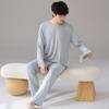 Pijamas de modal para hombre, pantalones de manga larga de primavera y otoño, holgados, de talla grande, ropa de casa sencilla de verano para hombre, color gris.