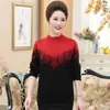 Nuevo Suéter de Moda de Primavera Ajustado para Madres 2026, Camisa Base de Punto Elegante Estilo Chino Nuevo para Edad Media, Suéter Versátil