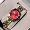 Nuevo Modelo de Reloj para Mujer en Rojo Rosado y Azul Hielo con Correa de Acero, Esfera Pequeña, Movimiento de Cuarzo y Correa de Acero para Mujer, Disponible para Dropshipping